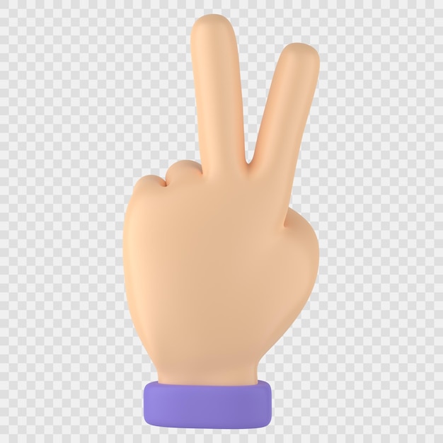 Hand victory gesture 3d icon