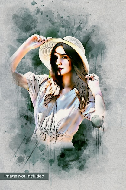 Hand watercolor painting photo effect