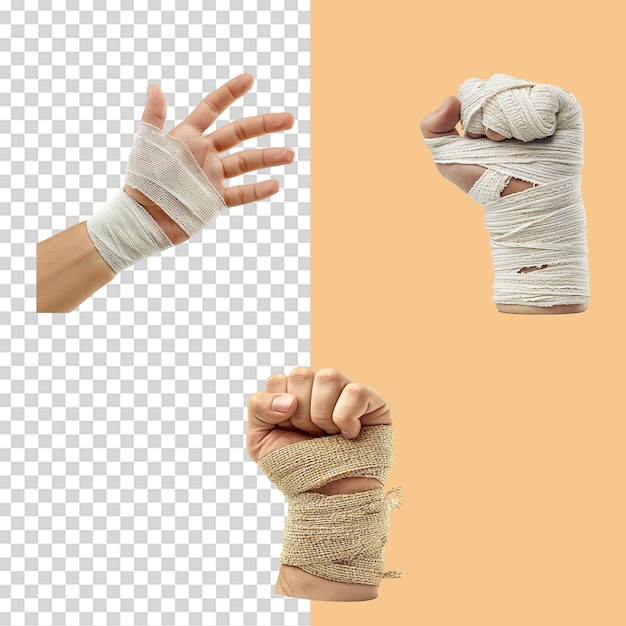 PSD a hand with bandage on it and the other hand on the left