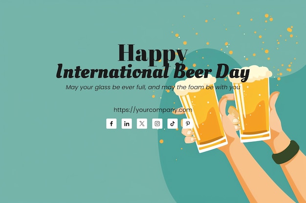 hand with beer glasses greeting card for International Beer Day