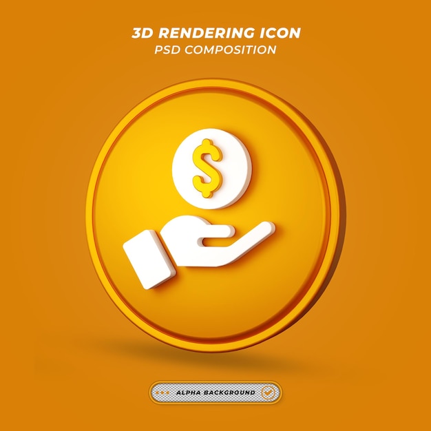 Hand with Dollar Sign Icon in 3D Rendering