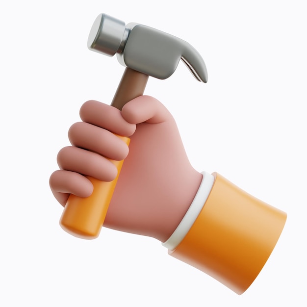 Hand With Hammer 3D Icon Illustrations