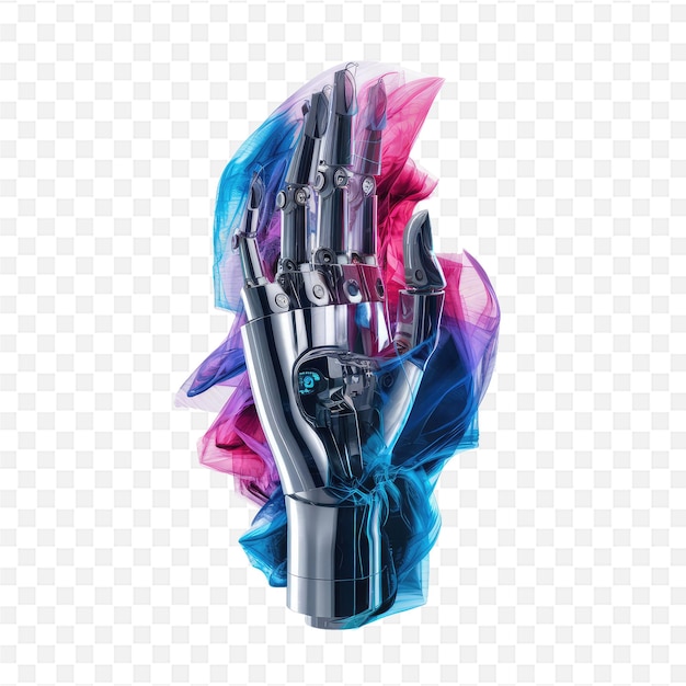 PSD a hand with a purple and blue colors on a transparent background