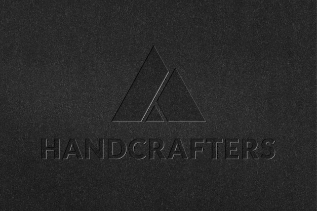 Handcrafters company logo template psd in debossed paper style