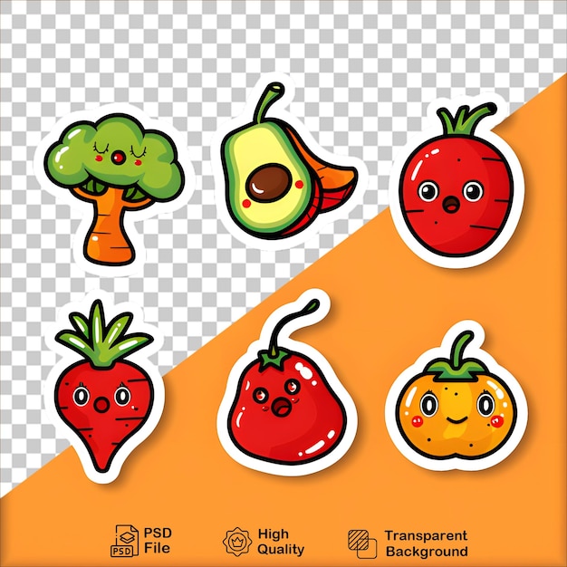 HandDrawn Fruit and Vegetable Stickers Set