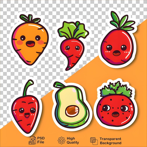 HandDrawn Fruit and Vegetable Stickers Set