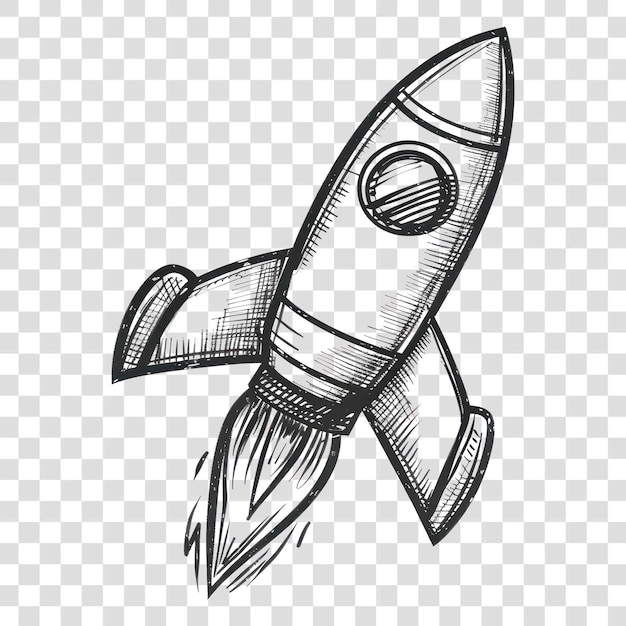 Handdrawn rocket ship illustration