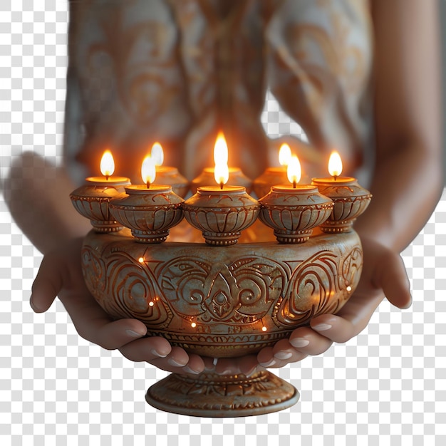 handing diya and lights realistic