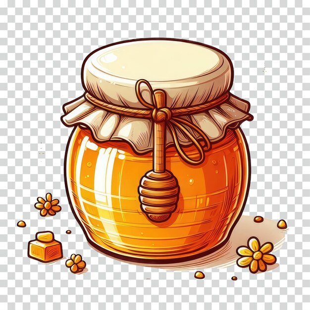 PSD handrawn cartoon honey jar transparent background