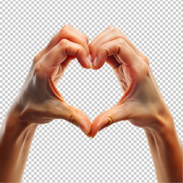 Hands forming a heart shape sign isolated on transparent background