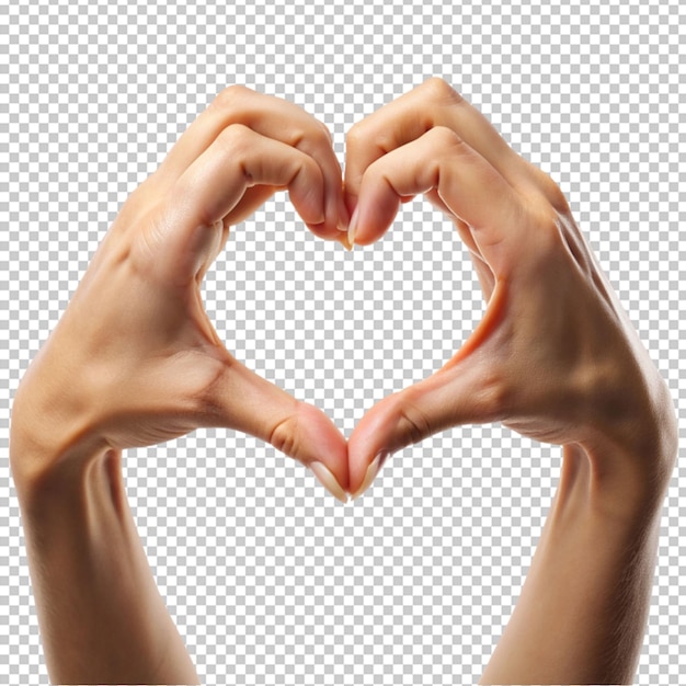 PSD hands forming a heart shape sign isolated on transparent background