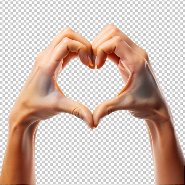 Hands forming a heart shape sign isolated on transparent background