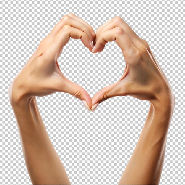 PSD hands forming a heart shape sign isolated on transparent background