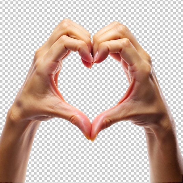 PSD hands forming a heart shape sign isolated on transparent background