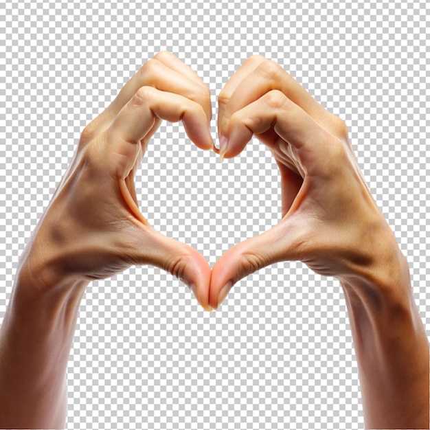 Hands forming a heart shape sign isolated on transparent background