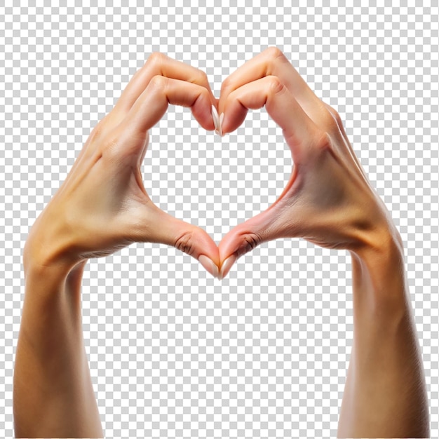 PSD hands forming a heart shape sign isolated on transparent background