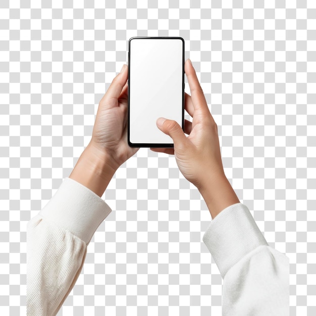 PSD hands holding blank smartphone