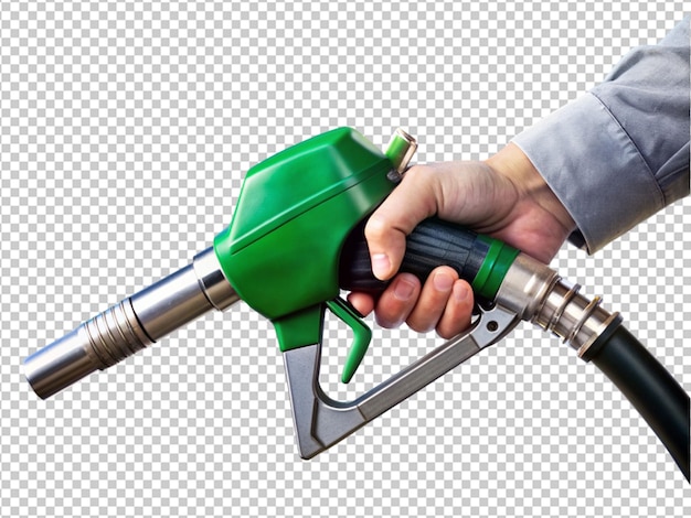 Hands holding Fuel nozzle with hose