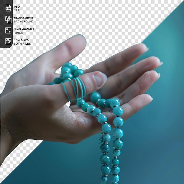 Hands holding prayer beads