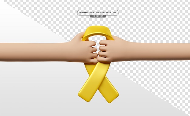 Hands holding yellow september symbol in 3d render