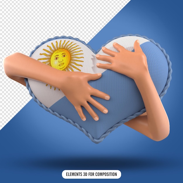 hands hugging heart shaped pillow