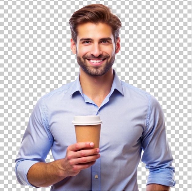 Handsome business guy with cup