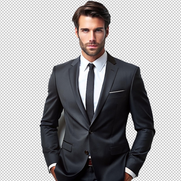 PSD handsome businessman on transparent background