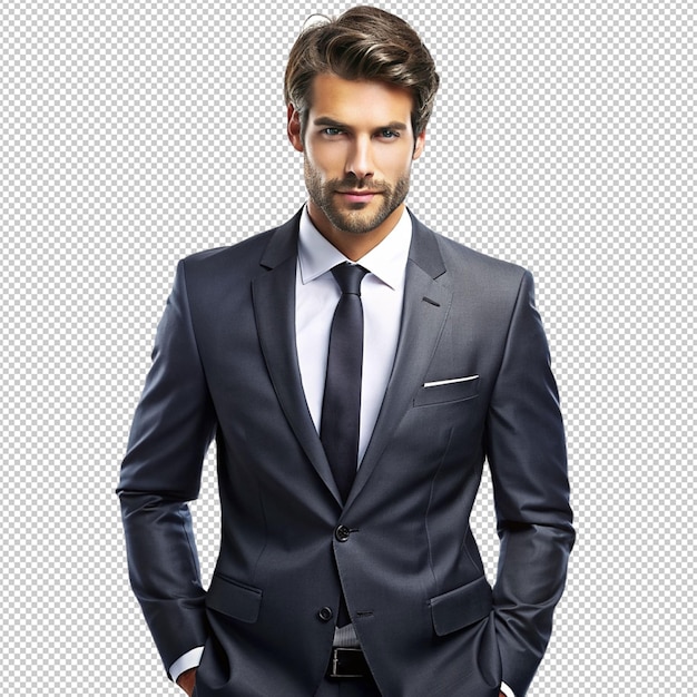 PSD handsome businessman on transparent background