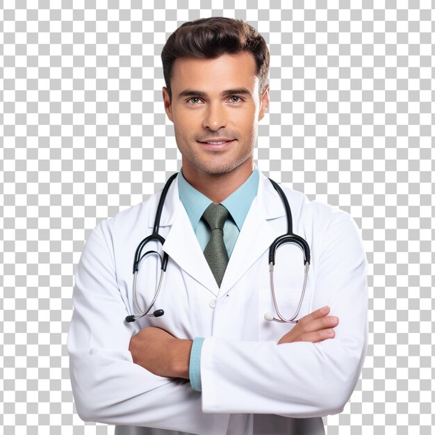 PSD handsome doctor portrait isolated on transparent background