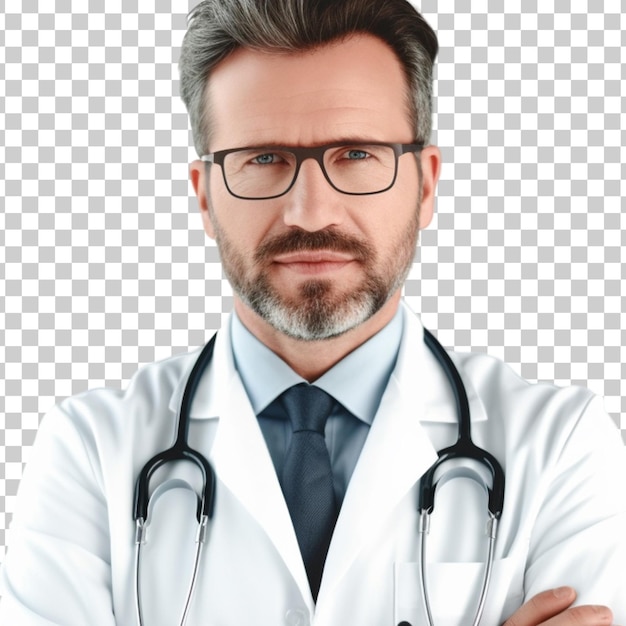 PSD handsome doctor portrait isolated on transparent background