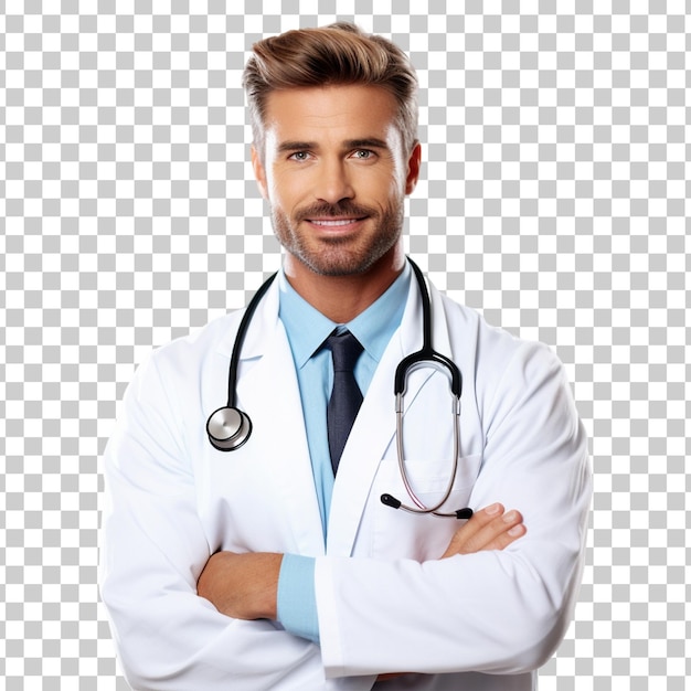 Handsome Doctor portrait Isolated on transparent background