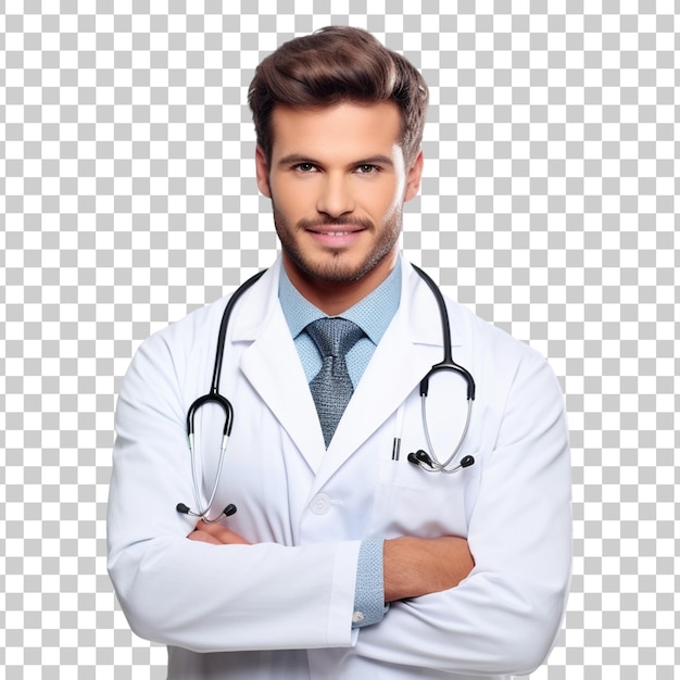 Handsome Doctor portrait Isolated on transparent background