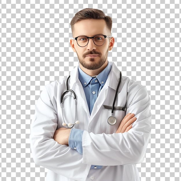 PSD handsome doctor portrait isolated on transparent background