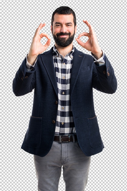 Handsome man making OK sign