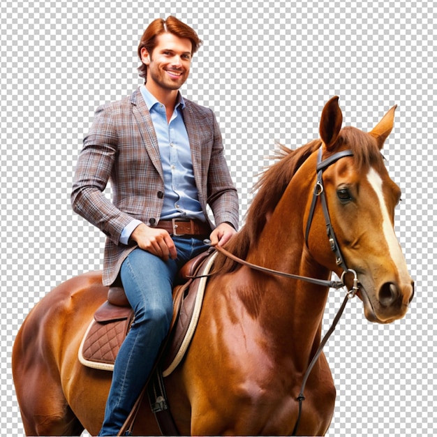 PSD handsome man riding horse