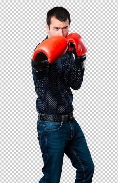 PSD handsome man with boxing gloves