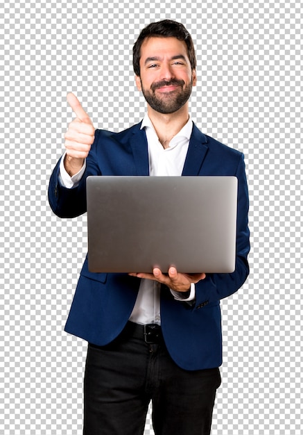 Handsome man with laptop