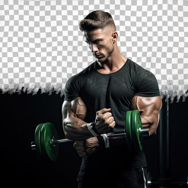 handsome muscular male athlete on a dark background workout sport fitness Isolated on transparent b