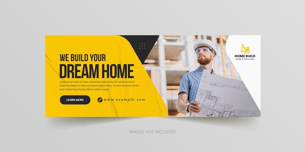 Handyman home repair or construction facebook timeline cover and web banner template