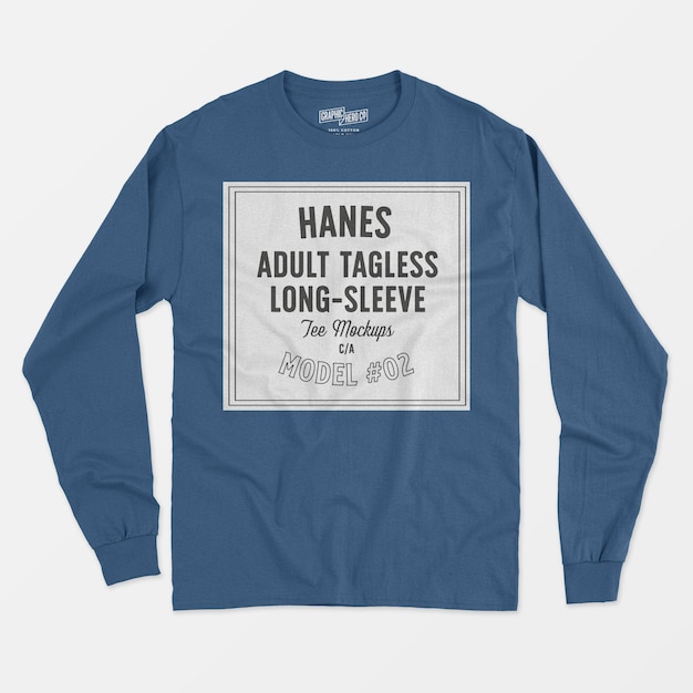 Hanes adult tagless longsleeve tee mockup