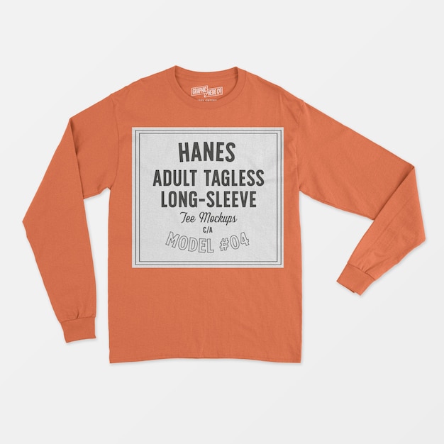 Hanes adult tagless longsleeve tee mockup 