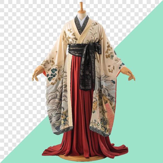 PSD hanfu displayed on mannequin transparent background isolated image generative ai