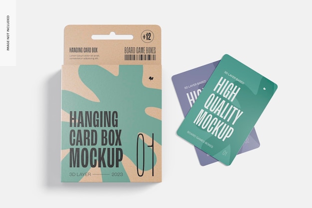 Hanging Card Box Mockup, Top View