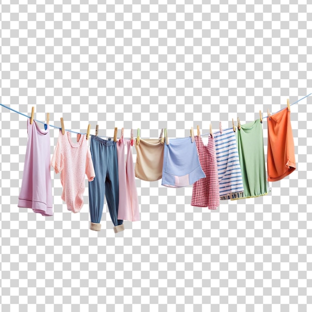 Hanging Clothes line isolated on transparent background