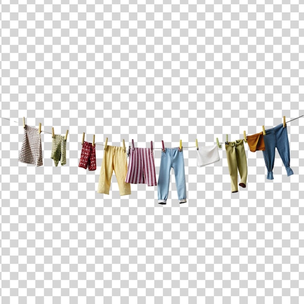 PSD hanging clothes line isolated on transparent background