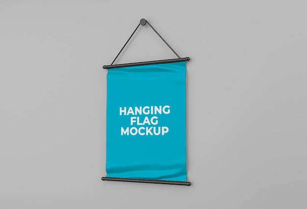 hanging flag banner mockup isolated design