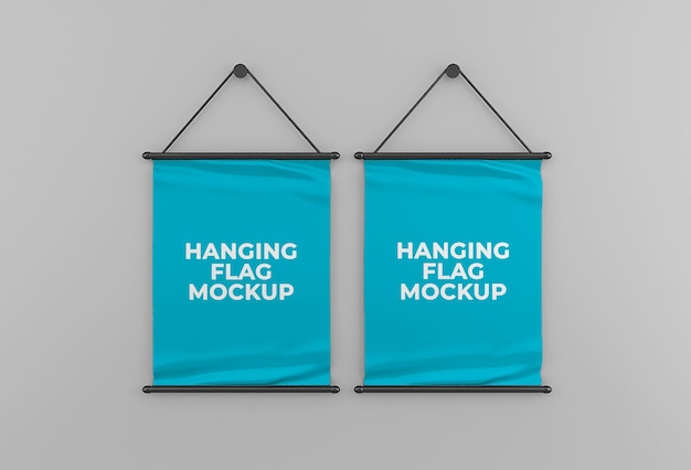 hanging flag banner mockup isolated design