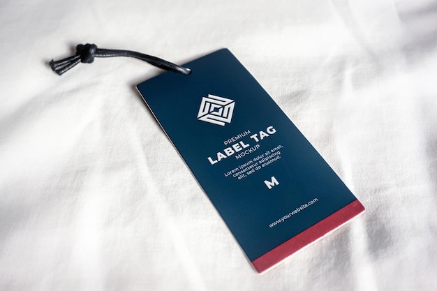 PSD hanging label tag mockup blue navy realistic