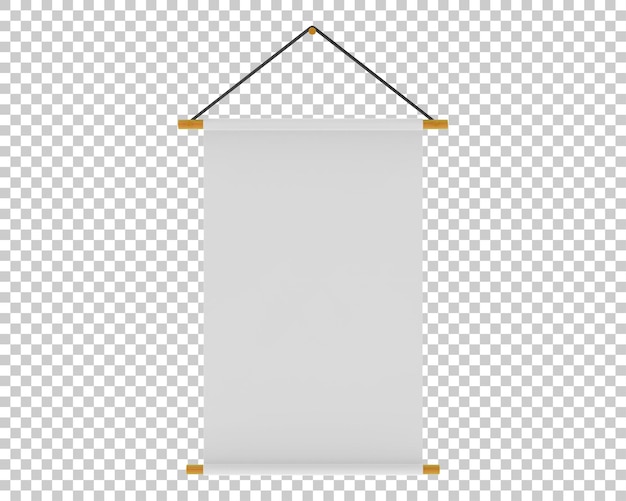 Hanging poster on transparent background 3d rendering illustration