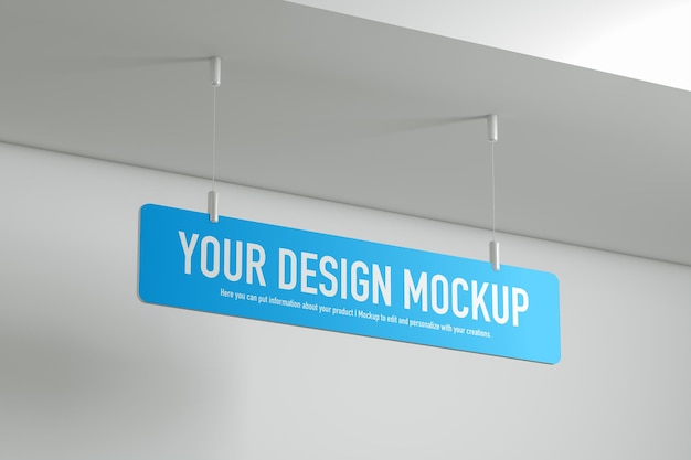 Hanging sign mockup on white background